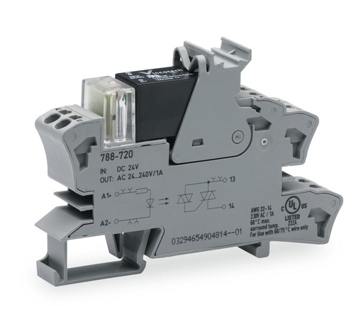 [WAG100636] ZOCALO RELE DE SOLIDO (SSR); ENTRADA 24V DC; SALIDA 0 V ... 24 V DC/3,5 A (WAG100634 / 788-700) (ZOCALO RELE DE SOLIDO (SSR); ENTRADA 24V DC; SALIDA 24 V ... 240 V AC/1A (WAG100636 / 788-720))