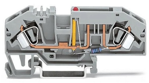 [WAG101094] BORNA PORTAFUSIBLE 2 COND; CON INDICADOR LED 24 V FUSIBLE PLANO AUTOMOTRIZ, 6MM2, 24-10AWG (WAG101094 / 282-698/281-413)